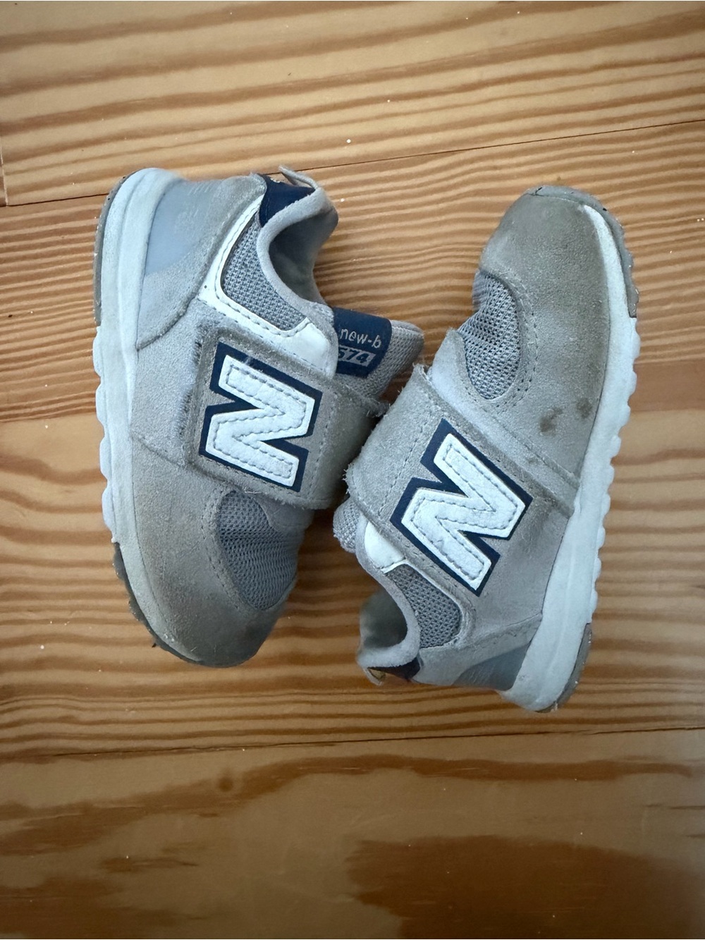 New Balance Kids Gray and Navy Velcro Sneakers